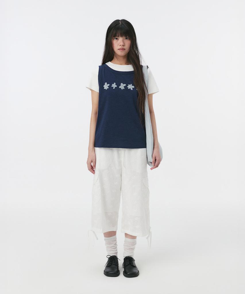 Ohesio Eyelet Punching Cargo Pants, White