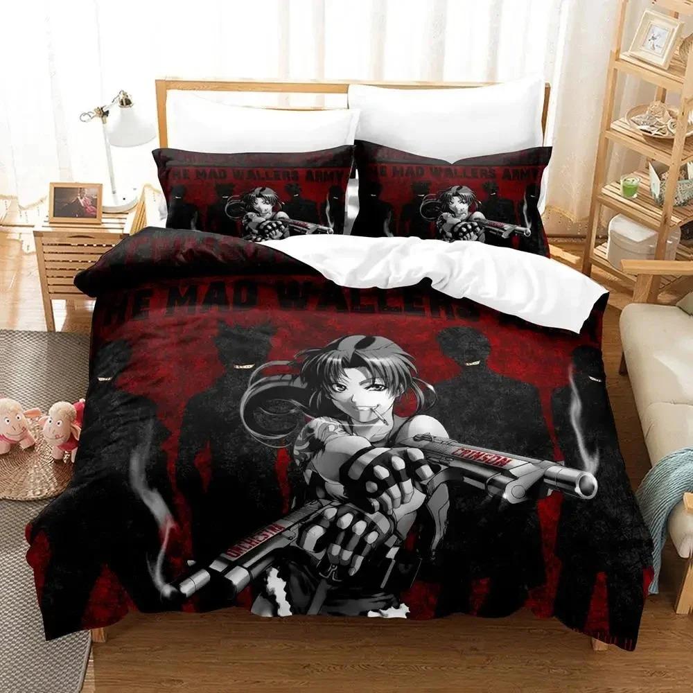 Anime Black Lagoon Bedding Set Duvet Cover Bed Set Quilt Cover Pillowcase Comforter King Queen Size Boys Adult Bedding Set