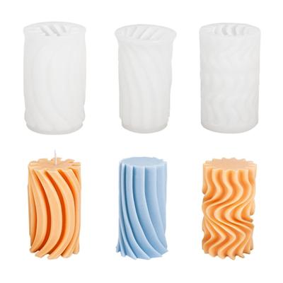 3D Geometric Cylindrical Silicone Candle Mold Handmade DIY Aromatherapy Candle Wax Clay Craft for Home Wedding Dinner