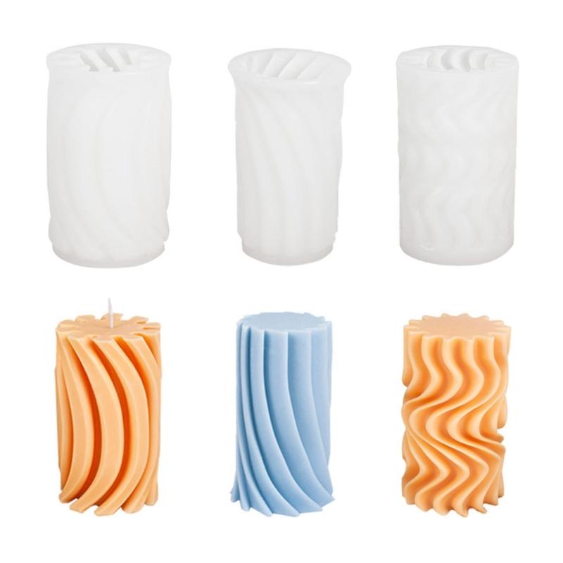 3D Geometric Cylindrical Silicone Candle Mold Handmade DIY Aromatherapy Candle Wax Clay Craft for Home Wedding Dinner