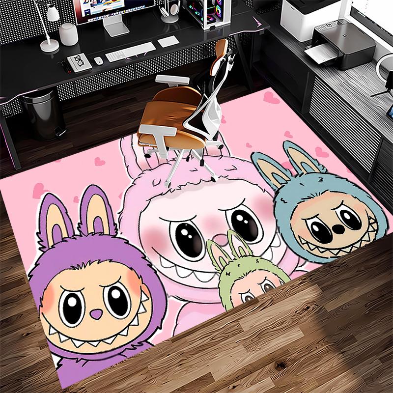 1pc labubu Print Area Rug - Soft, Washable Non-Slip Indoor Mat for Office Chairs, Living Room, Home Office Decorative Rug
