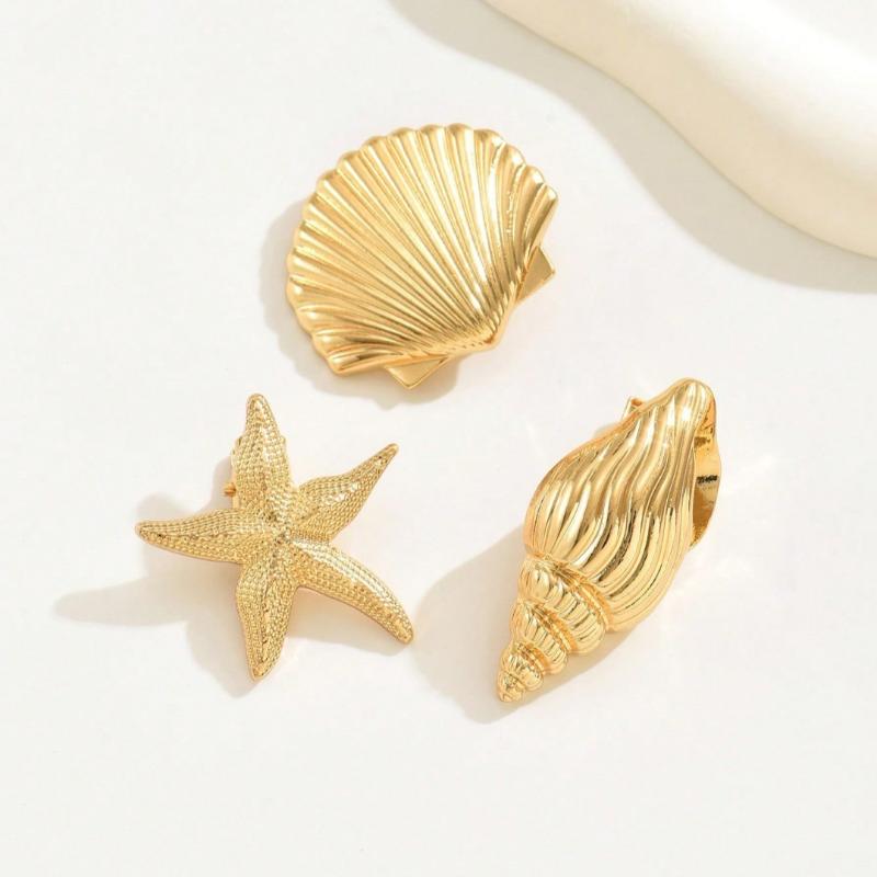 1/3Pcs Trendy Shell Starfish Hair Clips Y2K Vacation Style Hairpins Women Girls Metal Side Bangs Clips Hair Accessories Gifts