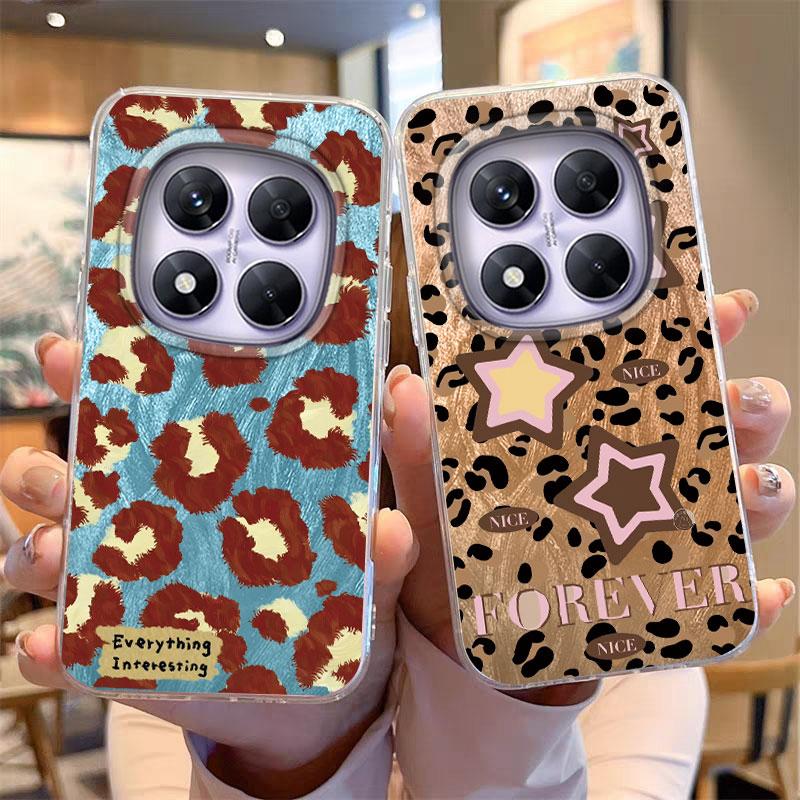 For Redmi Note 13 14S 14 Pro Plus 5G 14C A3 13C Poco X7 Pro Phone Case Leopard Feather Gauze Rainbow Butterfly Bumper Hard Cover