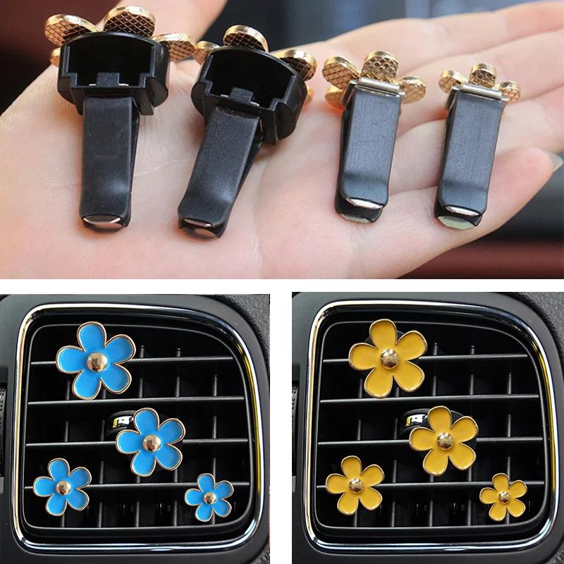 4PCs Flower Car Outlet Vent Perfume Clips Air Freshener Diffuser Conditioning Aromatherapy Perfume Clip Car Interior Decoration
