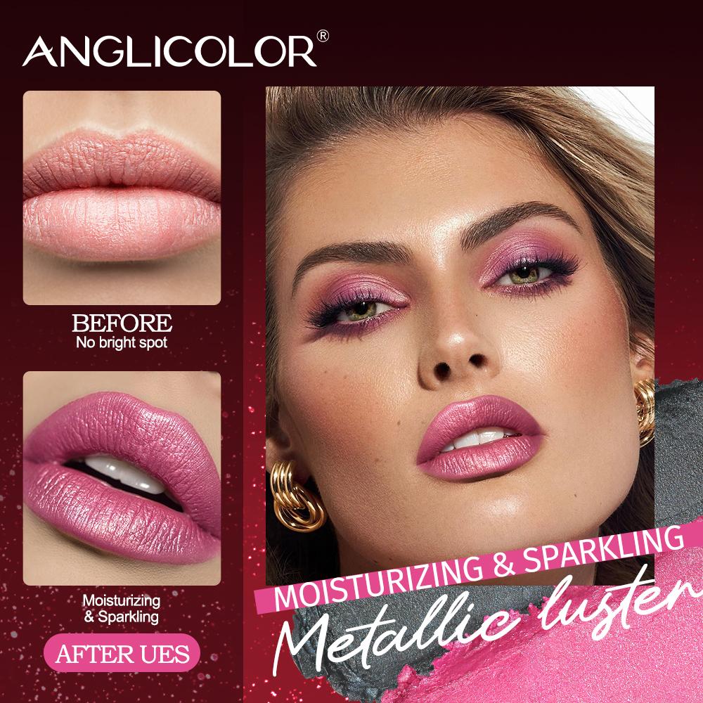 5 Kolorów Odważna i Intensywna Brokatowa Błyszcząca Metaliczna Pomadka Perłowy Odcień do Ust, Długotrwała Pomadka Senior Matowy Makijaż Ust Prezenty Dla