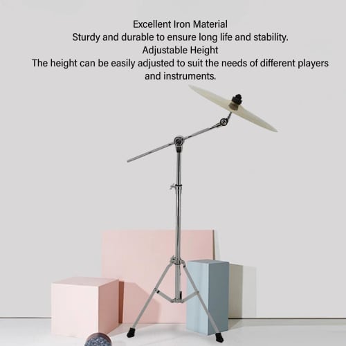 Cymbal Stand, 23.2-47.2 Inch Height Adjustable Standard Cymbal Boom Stand with Rubber Feet, Heavy-Duty Cymbal Straight Stand Drum Hardware for Mountin