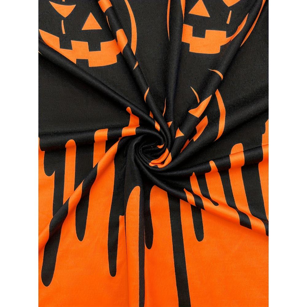 Women's Fashion Halloween Limited Edition, Pumpkin Print Gradient Long-Sleeve Top T-Shirt