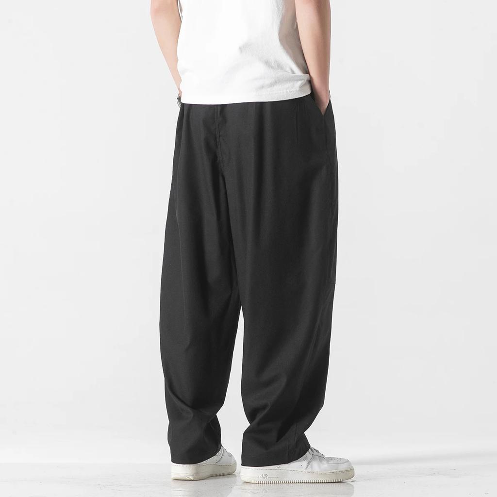 2026 Spring Summer Men Loose Cotton Linen Harem Pants Chinese Style Oversize Pants Male Casual Pants Man Soild Color Trousers
