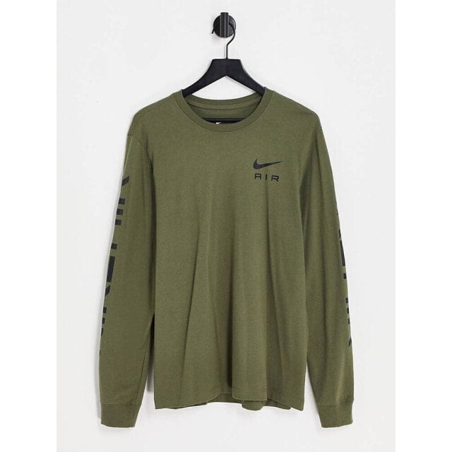 

Оливковая футболка с длинными рукавами и принтом на рукавах Nike Air