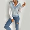 YYFS Women's Fashion Casual Houndstooth Print Autumn Winter Sleeveless V-Neck Sweaters