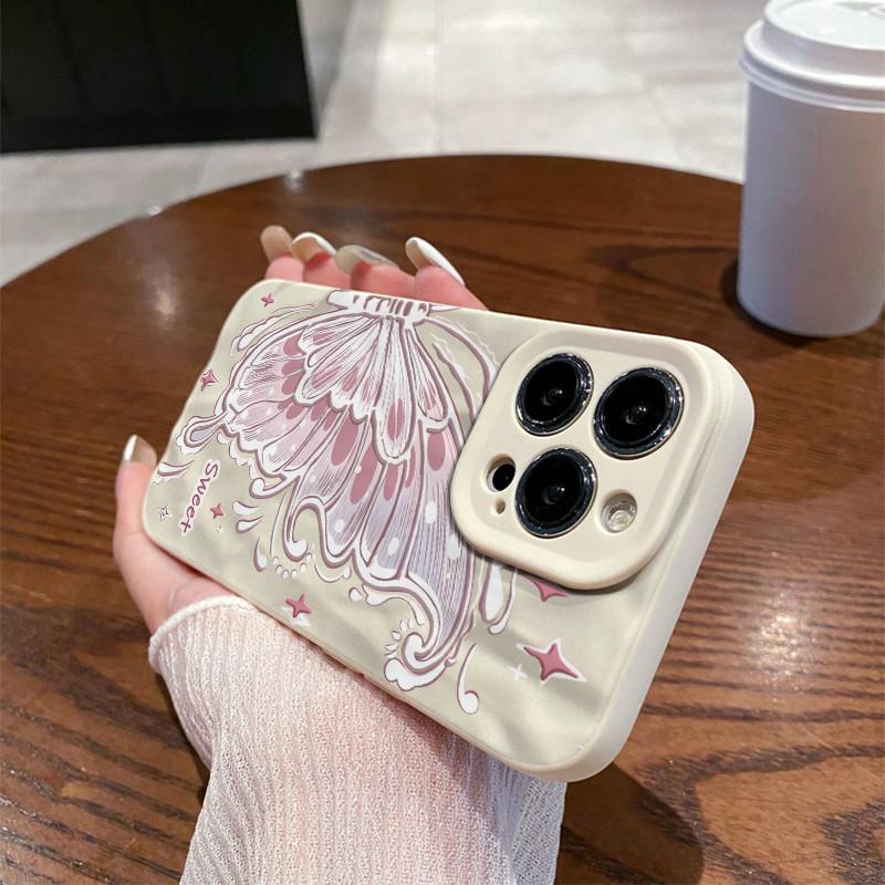 Surface Wrinkles and Unevenness Phone Shell Butterfly Wing Printed Protective Matte TPU Cover Soft Silicone Case