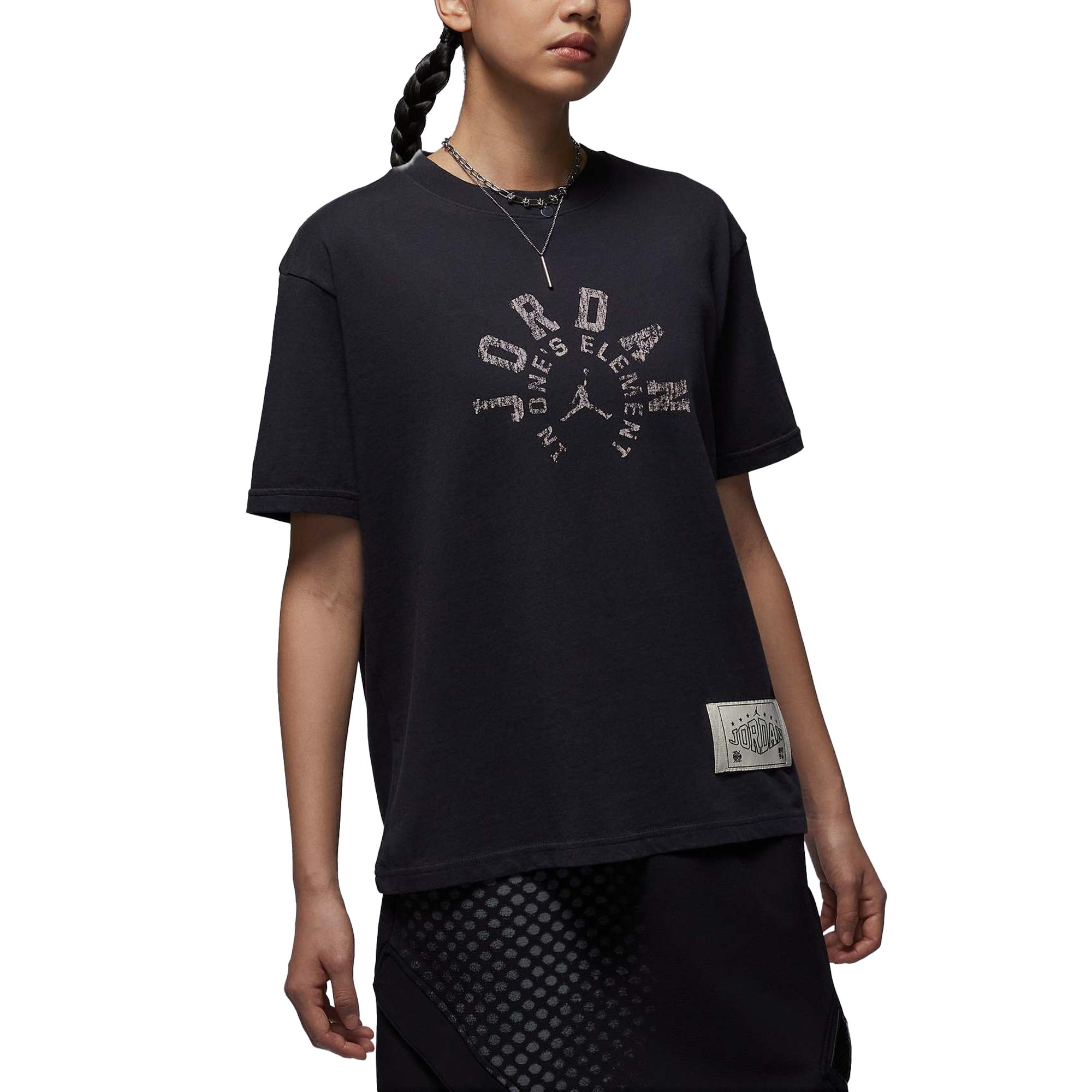 

New Jordan Drop Shoulder Sleeve T Shirt Women s Gray Black/Medium Olive Green HV1273-045 M