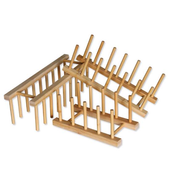 Kitchen Storage Rack Bamboo Anti-skid Plate Pot Lid Dish Bowl Drying Holder Organization Cutting Board Drainage Stand