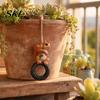Durable Resin Patio Ornament Squirrel On Tire Outdoor Hanging Ornament, Realistic Figurine for Weather Resistant Statue Garden Tree Decoration,