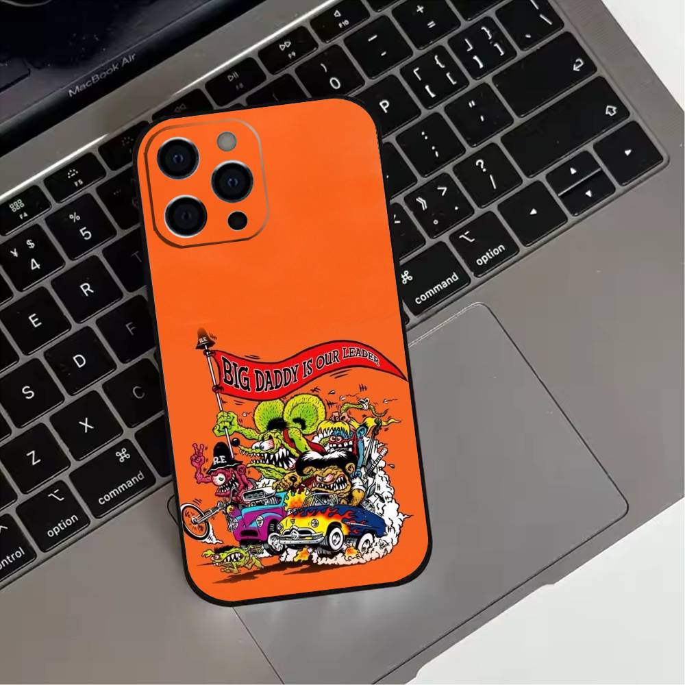 R-Rat F-Fink Art Design Phone Case For iPhone 17,16,15,14,13,12,11 Plus,Pro Max,XS,Soft Silicone Black Cover