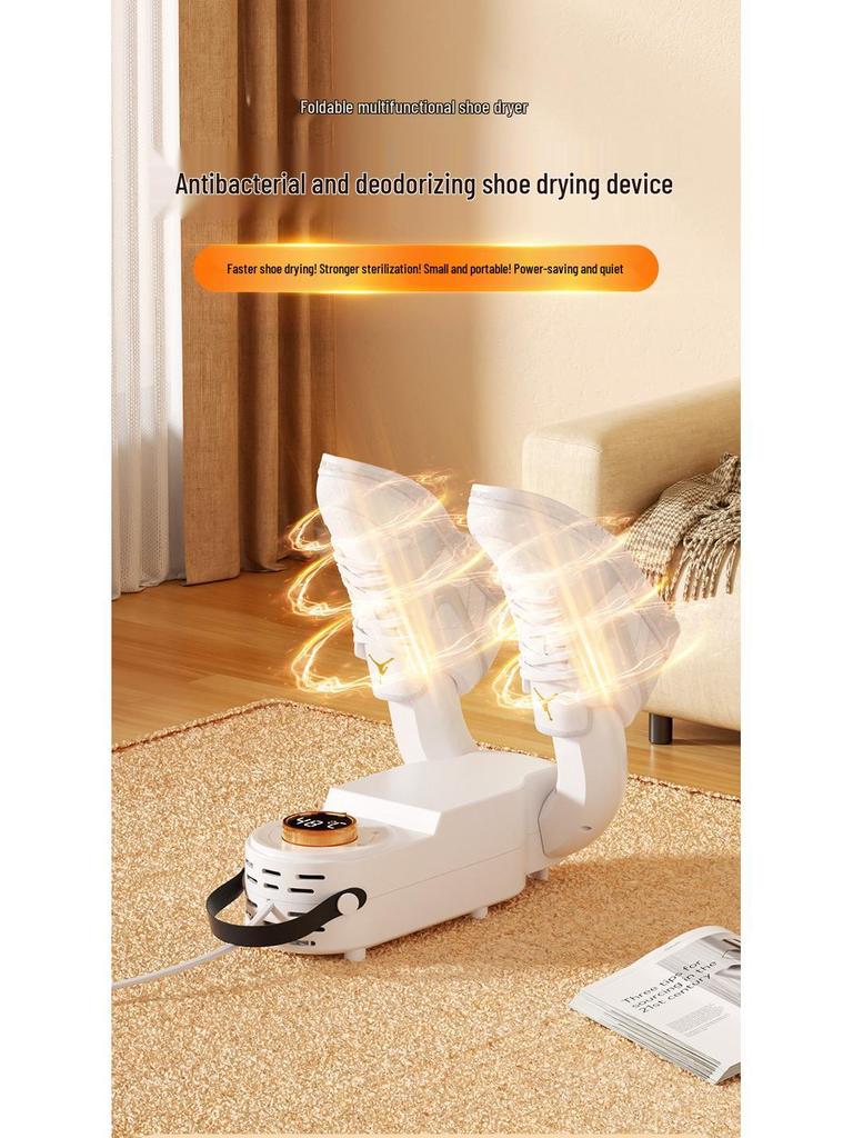 Foldable Shoe Dryer with Smart Timer - Purple Light Sterilization & Deodorization for Quick Drying