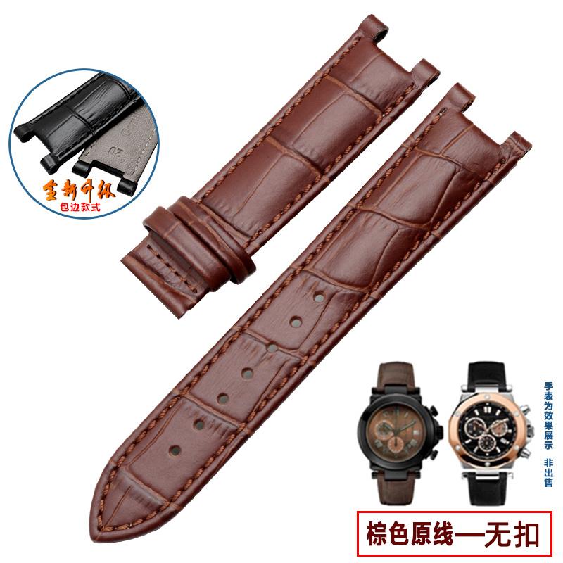 Kopfschicht Lederarmband Krokodilmuster Rindsleder für YA133309 Gales 20*11mm 22*13mm Uhrenarmband Schwarz Braun Herren Accessoires