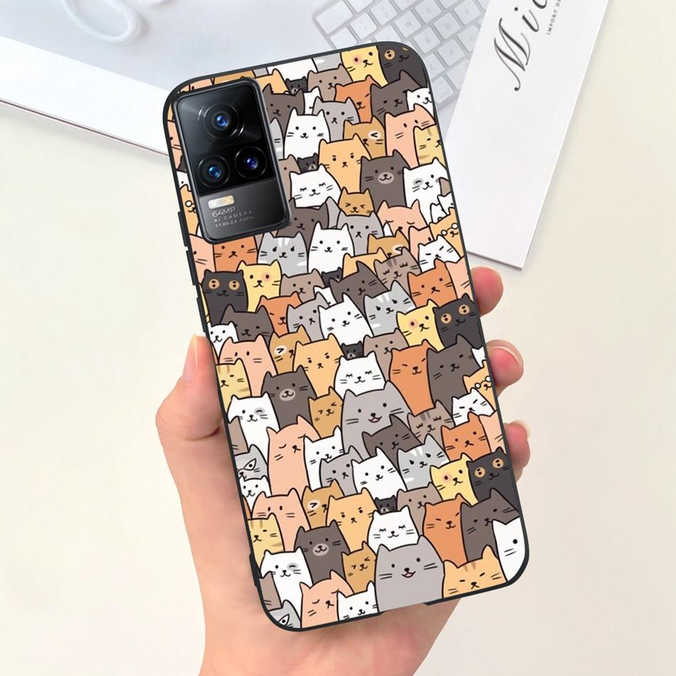 For Vivo V21e Case Vivo V21E 4G V 21E V2061 Lovely Cartoon Candy Color Soft Silicone TPU Phone Back Cover