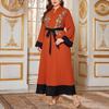 In Stock Plus Size Elegant Embroidered Long Sleeve Autumn Dress