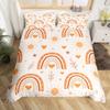 Rainbow Comforter Cover Watercolor Hand Drawn Duvet Cover Cartoon Raindrop Kawaii Bedding Set Girl Crown Love Hearts Quilt Cover