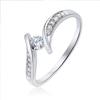 Twisted Arm Zircon Wedding Ring - Elegant White Gold Finger Ring for Women