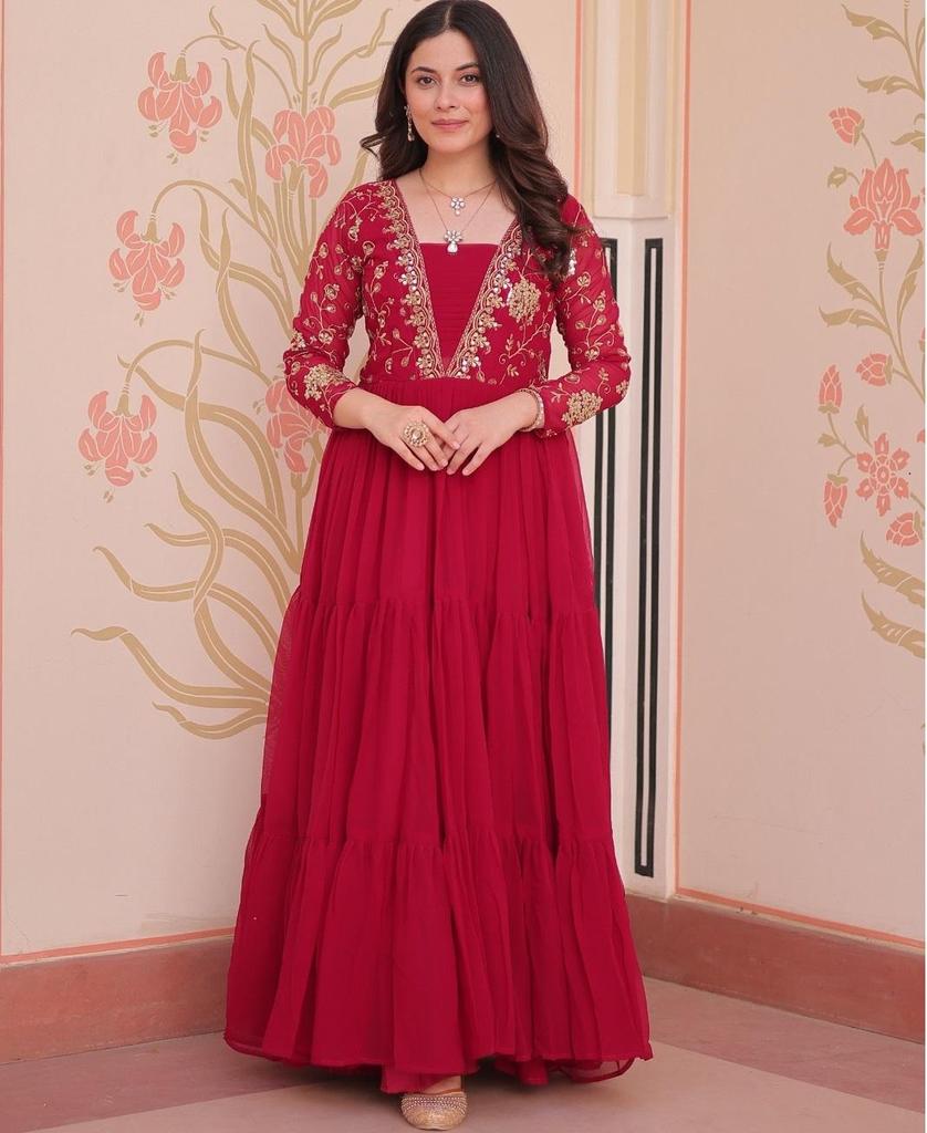 Women Designer Designer Anarkali Gown With Embroidery Sequence Work Suit Dress