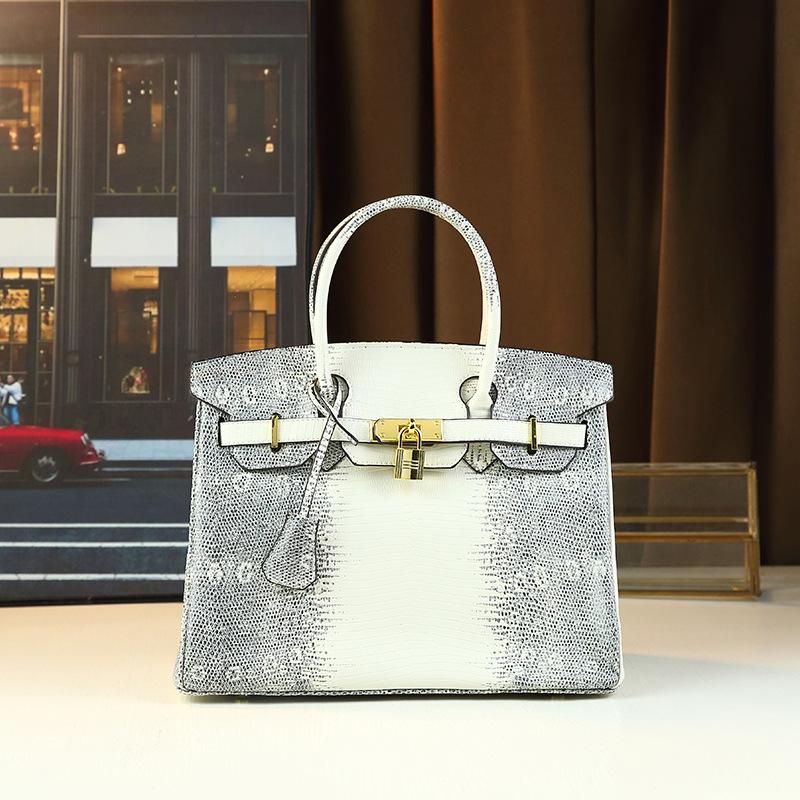 Fashion Lizard Pattern Platinum Bag Light Luxury Atmosphere Commuter Mother Bag Fashion Temperament Portable Messenger Bag белый