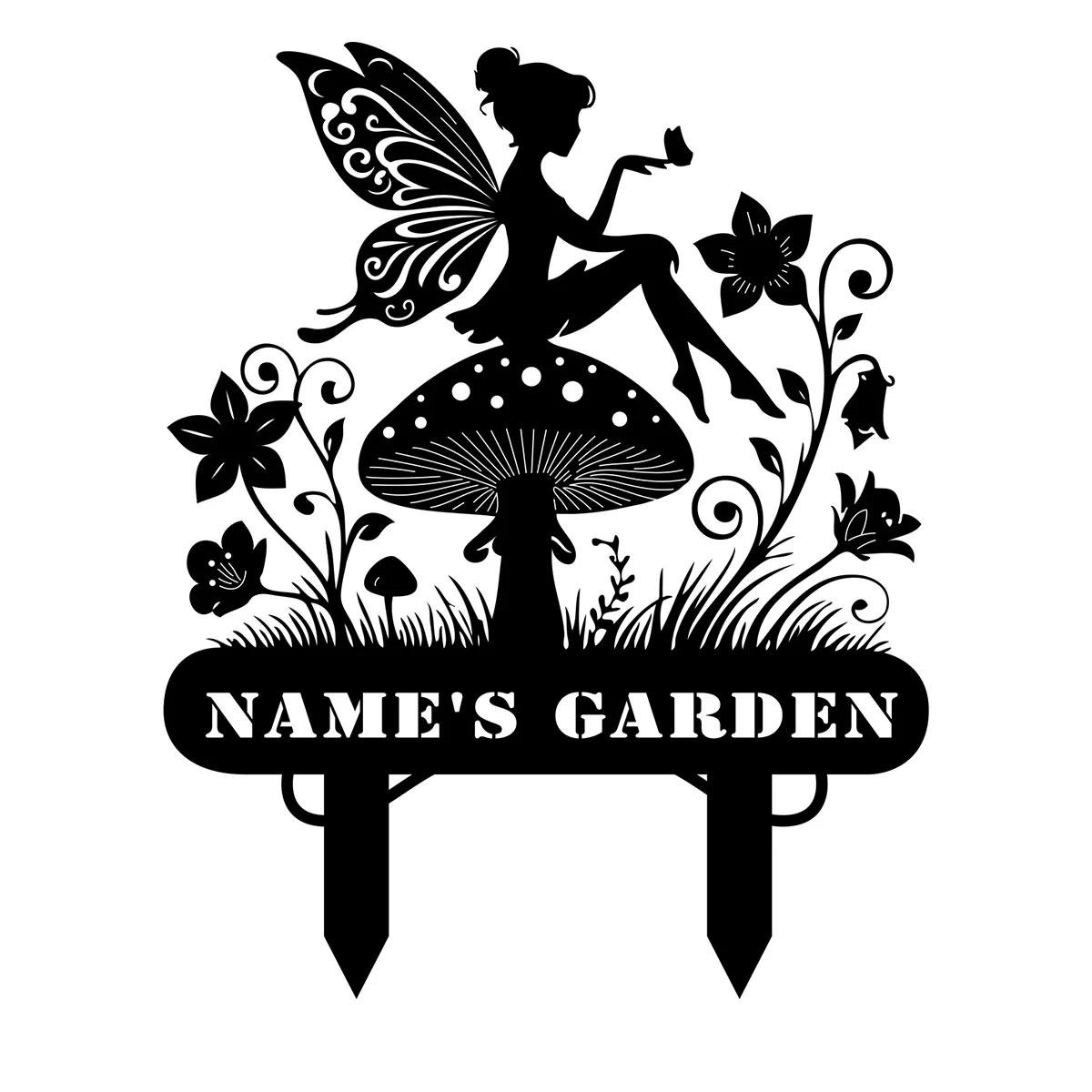 

Fairy Garden Metal Sign Custom Name Art