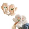Sweet Girls White/Beige Plush Gloves Full Finger Warm Mittens with Embroidery Flower Mittens for Women Winter Supplies