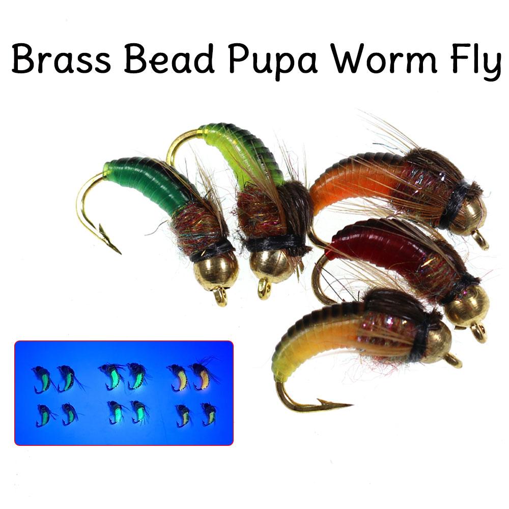 Kaufe 6/10 Stck #12#14 Messing Perlenkopf Schnell sinkende Nymphe Scud  Fliege Wurm fr Forellenangeln Nymphing Knstlicher Insektenkder Kder zum  Preis ab 2.36 | Joom