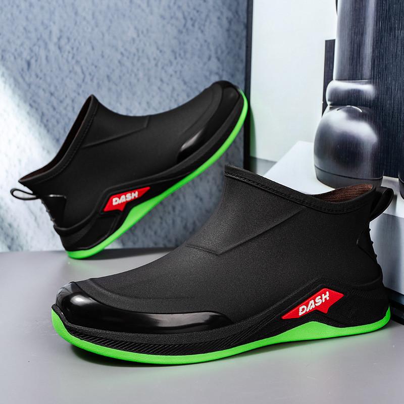 Koreanische Version Regenschuhe Herren Kurzschaft Mode Outdoor Wasserdichte Schuhe Autowäsche Angeln Gummistiefel Rutschfest Leicht Überschuhe Ausländisch t