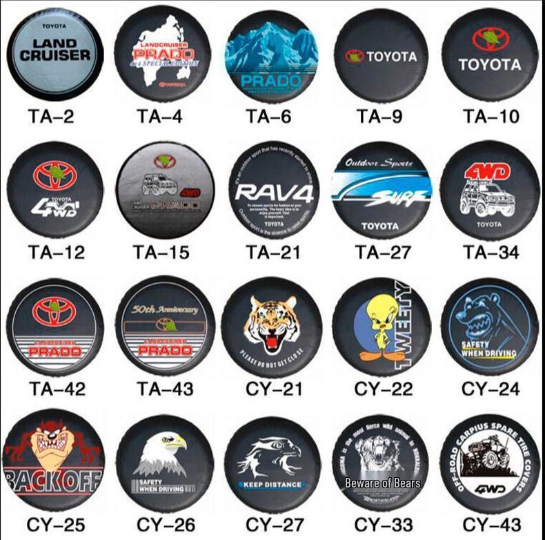 Schwarz-Gold PVC-Leder Ersatzradabdeckung für Mitsubishi Pajero V73 Cheetah - Universell passend für Geländewagen.