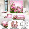 4 st Rosa blomma duschdraperier för badrum Halkfria badrumsmattor Lock Toalettöverdrag Badmatta
