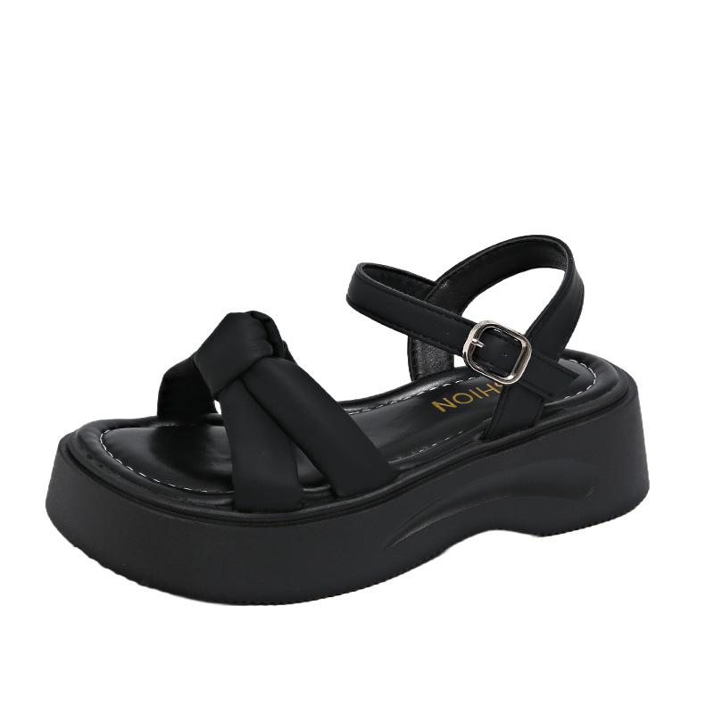 Fairy wind platform bond beach sandals female 2025 summer Korean version new sponge cake beach roman sandals female