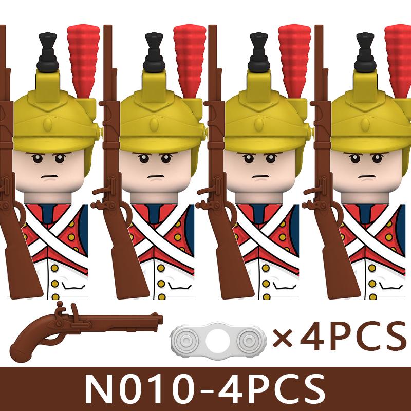 4pcs Medieval Castle Knight Building Blocks MIlitary Napoleon Soldier Figures War Army Legion Accessories Imperial Navy Bricks Toys