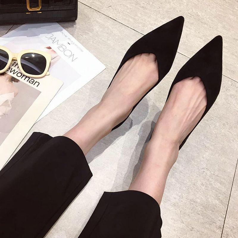 2025 Spring and Autumn New Korean Edition Red Single Shoes Women's Pointed Head Shallow Mouth Gentle Flat Bottom Versatile Flat Heel Work Shoes Women