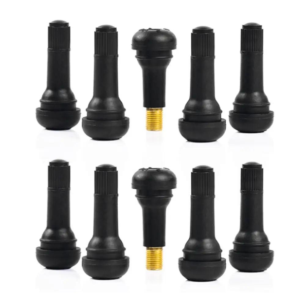 TR413 TR414 Tire Valve Stems 10Pcs Tubeless Car Tire Caps Rubber Valves Valve With Replacement Dust Tire Snap-in Y3C7