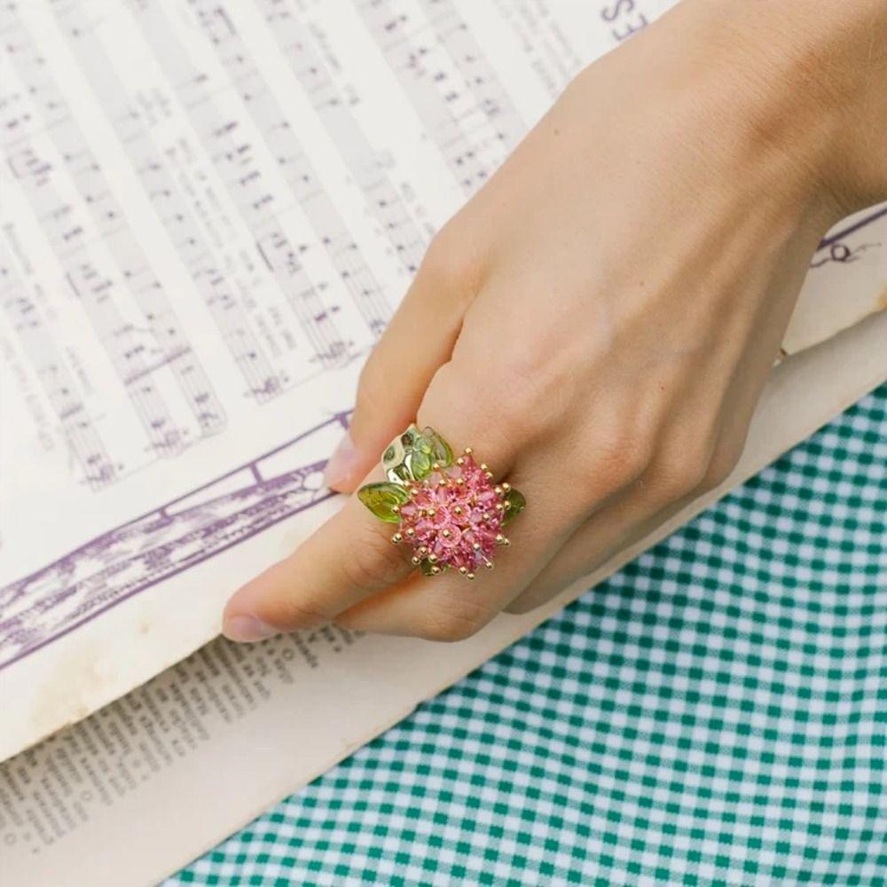 Korean Style Beaded Flower  Ring Firework Finger Buckle Personality Y2K Open Ring  Friend