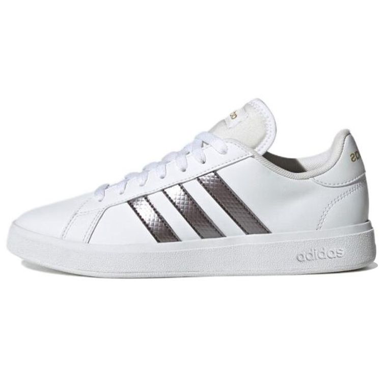 Adidas Neo Grand Court Lightweight Slip Resistant Durable Low Top Skate Shoes Women Sneakers White Silver HR0248