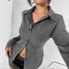 Women's Striped Button Down Long Sleeve Fitted Blouse Flare Sleeve Casual Shirt