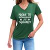 Fashionable and Versatile Prone To Shenanigans Printed Top V-neck Short Sleeved Women's T-shirts