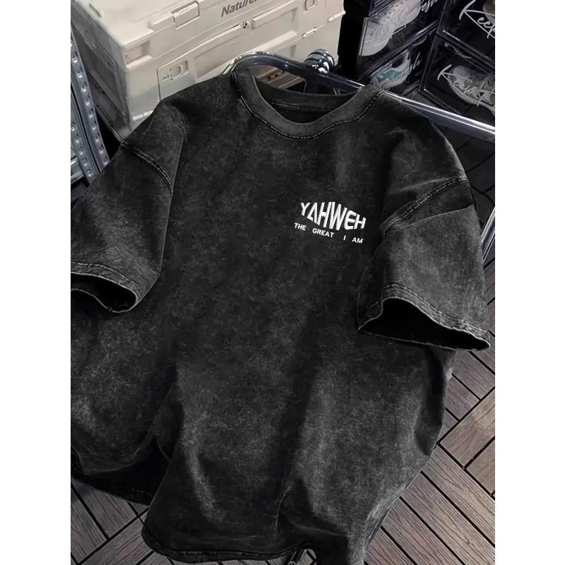 

European sizes Men s T shirt Print Summer Trendy High Quality Thick Oversized Craft Round Neck T Shirt Street Style Loose Hip Hop Top 5XL чорний