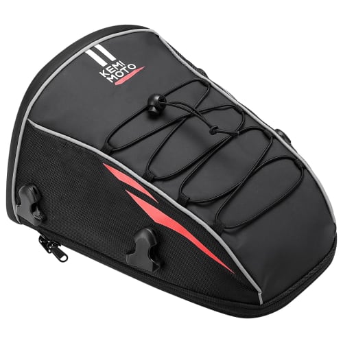 KEMIMOTO Motorcycle Seat Bag with Expansion Function 7.5-9L Seat Cowl Style Water Repellent Waterproof Built-in Sorting Pocket Durable Anti-Slip Day U