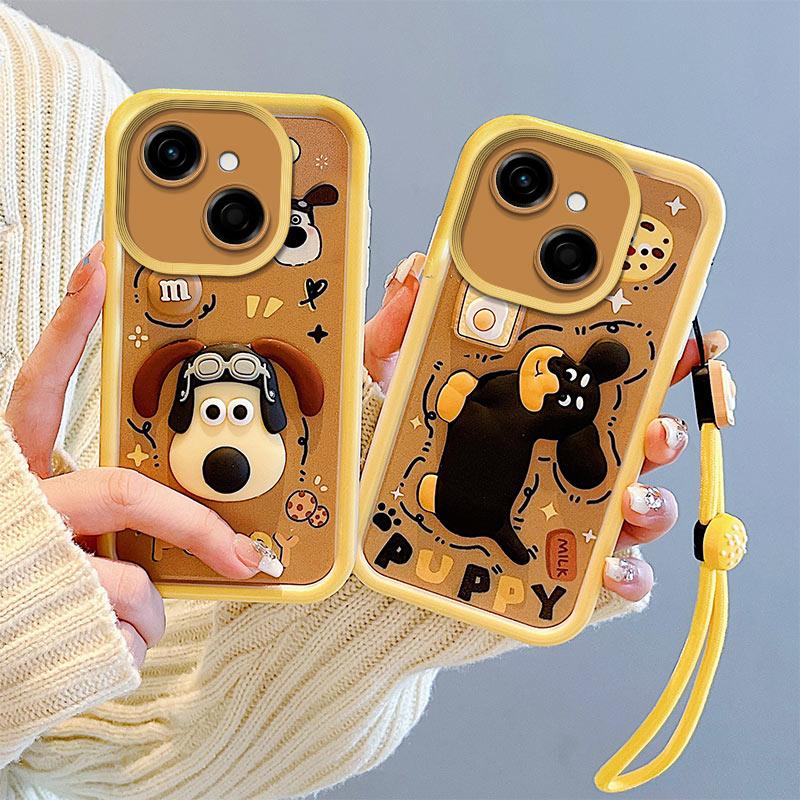 KEYSION Shockproof Case for TECNO Spark 40C with Lanyard Soft Silicone Cute 3D Cartoon Doll Phone Back Cover for Tecno Spark 40C