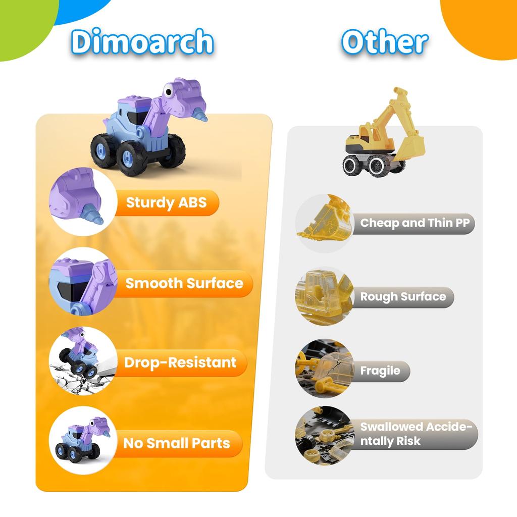 Children's Press-to-Press Dinosaur Construction Vehicle Excavator Set Toy Car