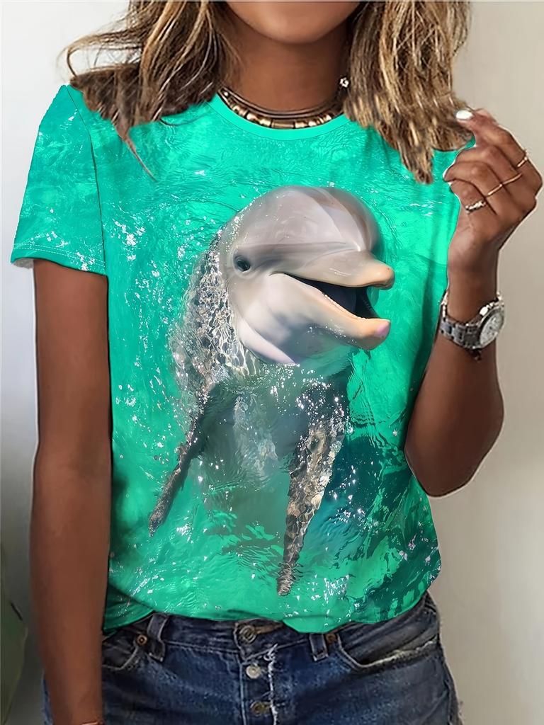 2026 Summer Round Neck Women's T-shirt Fashion 3D Hawaiian Parrot Bird Print Short Sleeve T-shirt Cartoon Casual Top