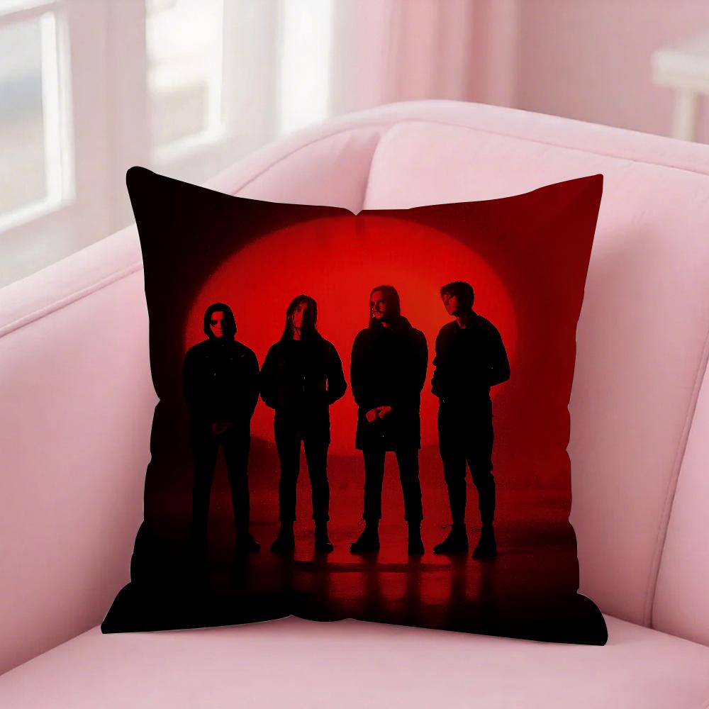 Rock Band B-Bad O-Omens Наволочка Квадратная Двусторонняя Печать Короткий Плюш Чехол на Подушку для Дивана Спальня Прикроватная Подушка 12x12Inch