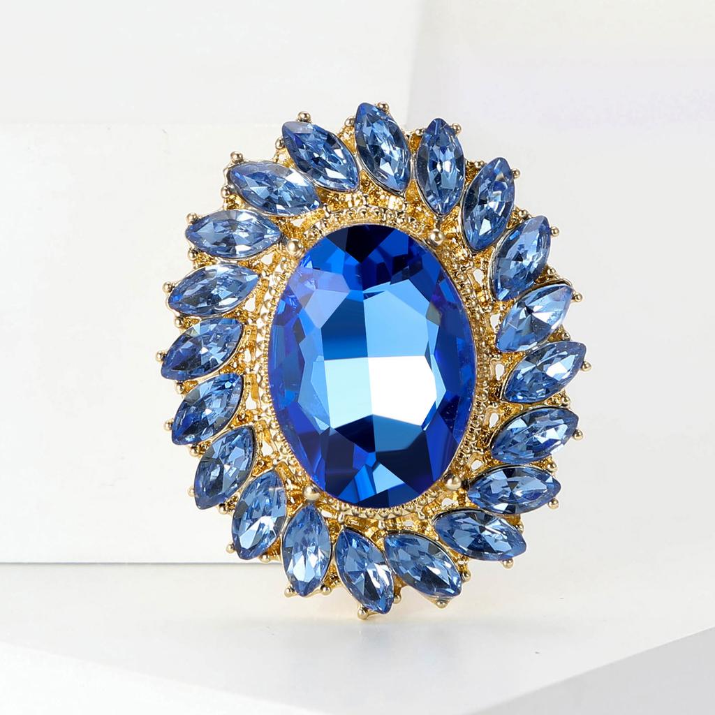 Broche Oval de Cristal con Girasol para Mujer Unisex Pines de Solapa Fiesta de Oficina Regalos para Amigos Accesorios