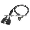 2m European Standard Extension Cord Type C, 1-to-2 Plug, 0.75mm² Wire