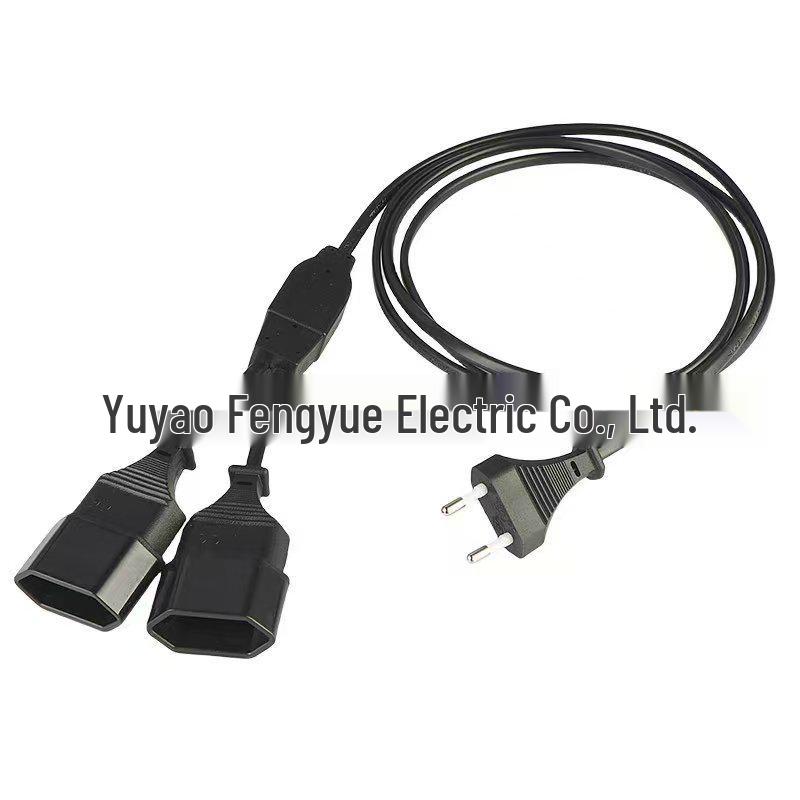2m European Standard Extension Cord Type C, 1-to-2 Plug, 0.75mm² Wire